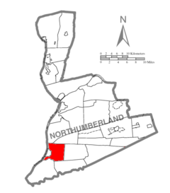 Ubicación en el condado de NorthumberlandUbicación del condado en PensilvaniaUbicación de Pensilvania en EE. UU.