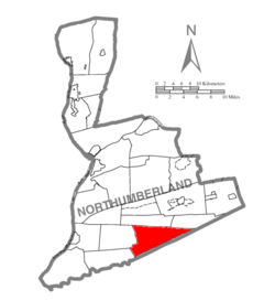 Ubicación en el condado de NorthumberlandUbicación del condado en PensilvaniaUbicación de Pensilvania en EE. UU.