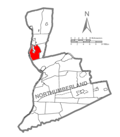 Ubicación en el condado de NorthumberlandUbicación del condado en PensilvaniaUbicación de Pensilvania en EE. UU.