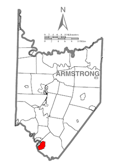 Ubicación en el condado de ArmstrongUbicación del condado en PensilvaniaUbicación de Pensilvania en EE. UU.