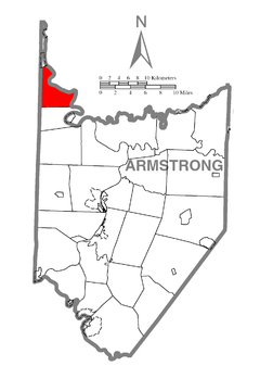 Ubicación en el condado de ArmstrongUbicación del condado en PensilvaniaUbicación de Pensilvania en EE. UU.