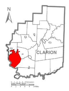 Ubicación en el condado de ClarionUbicación del condado en PensilvaniaUbicación de Pensilvania en EE. UU.