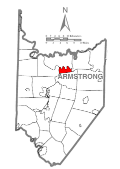 Ubicación en el condado de ArmstrongUbicación del condado en PensilvaniaUbicación de Pensilvania en EE. UU.