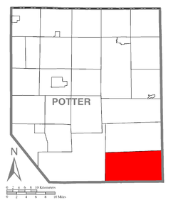 Ubicación en el condado de PotterUbicación del condado en PensilvaniaUbicación de Pensilvania en EE. UU.