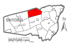 Ubicación en el condado de SnyderUbicación del condado en PensilvaniaUbicación de Pensilvania en EE. UU.