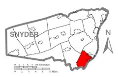 Ubicación en el condado de SnyderUbicación del condado en PensilvaniaUbicación de Pensilvania en EE. UU.