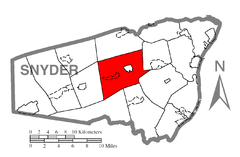Ubicación en el condado de SnyderUbicación del condado en PensilvaniaUbicación de Pensilvania en EE. UU.