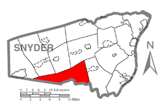 Ubicación en el condado de SnyderUbicación del condado en PensilvaniaUbicación de Pensilvania en EE. UU.