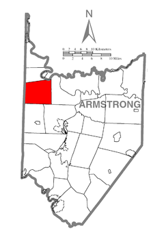 Ubicación en el condado de ArmstrongUbicación del condado en PensilvaniaUbicación de Pensilvania en EE. UU.