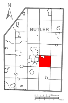 Ubicación en el condado de ButlerUbicación del condado en PensilvaniaUbicación de Pensilvania en EE. UU.