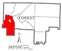Ubicación en el condado de ForestUbicación del condado en PensilvaniaUbicación de Pensilvania en EE. UU.