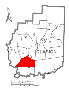 Ubicación en el condado de ClarionUbicación del condado en PensilvaniaUbicación de Pensilvania en EE. UU.