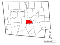 Ubicación en el condado de BradfordUbicación del condado en PensilvaniaUbicación de Pensilvania en EE. UU.