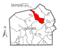 Ubicación en el condado de AdamsUbicación del condado en PensilvaniaUbicación de Pensilvania en EE. UU.