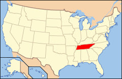 Ubicación de Tennessee en EE. UU.