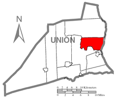 Ubicación en el condado de UnionUbicación del condado en PensilvaniaUbicación de Pensilvania en EE. UU.