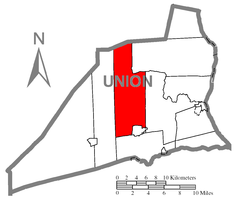 Ubicación en el condado de UnionUbicación del condado en PensilvaniaUbicación de Pensilvania en EE. UU.