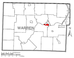 Ubicación en el condado de WarrenUbicación del condado en PensilvaniaUbicación de Pensilvania en EE. UU.