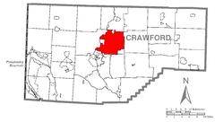Ubicación en el condado de CrawfordUbicación del condado en PensilvaniaUbicación de Pensilvania en EE. UU.