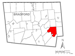 Ubicación en el condado de BradfordUbicación del condado en PensilvaniaUbicación de Pensilvania en EE. UU.