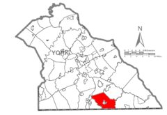 Ubicación en el condado de YorkUbicación del condado en PensilvaniaUbicación de Pensilvania en EE. UU.