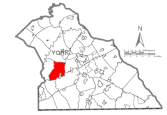 Ubicación en el condado de YorkUbicación del condado en PensilvaniaUbicación de Pensilvania en EE. UU.