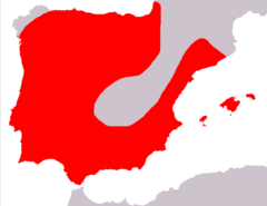 Distribución de Myotis escalerai en la península Ibérica.