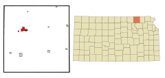 Ubicación en el condado de Marshall en KansasUbicación de Kansas en EE. UU.