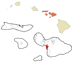 Maui County Hawaii Incorporated and Unincorporated areas Kihei Highlighted.svg