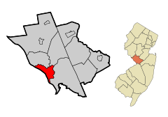 Ubicación en el condado de Mercer en Nueva JerseyUbicación de Nueva Jersey en EE. UU.