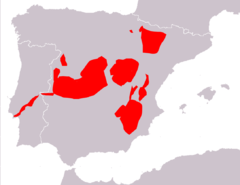 Distribución mundial de Microtus cabrerae.