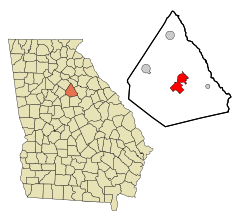 Morgan County Georgia Incorporated and Unincorporated areas Madison Highlighted.svg