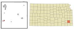 Ubicación en el condado de Neosho en KansasUbicación de Kansas en EE. UU.