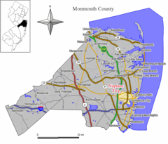 Ubicación en el condado de Monmouth en Nueva JerseyUbicación de Nueva Jersey en EE. UU.