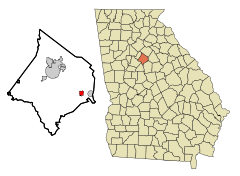 Newton County Georgia Incorporated and Unincorporated areas Mansfield Highlighted.svg