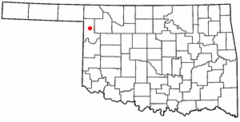 Ubicación en el condado de Ellis en OklahomaUbicación de Oklahoma en EE. UU.