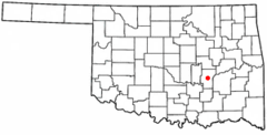 Ubicación en el condado de Hughes en OklahomaUbicación de Oklahoma en EE. UU.
