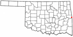Ubicación en el condado de Sequoyah en OklahomaUbicación de Oklahoma en EE. UU.
