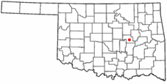 Ubicación en el condado de Okfuskee en OklahomaUbicación de Oklahoma en EE. UU.