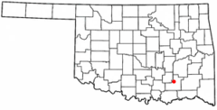 Ubicación en el condado de Atoka en OklahomaUbicación de Oklahoma en EE. UU.
