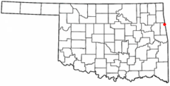 Ubicación en el condado de Adair en OklahomaUbicación de Oklahoma en EE. UU.