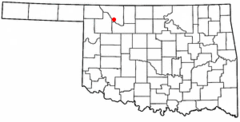 Ubicación en el condado de Woods en OklahomaUbicación de Oklahoma en EE. UU.