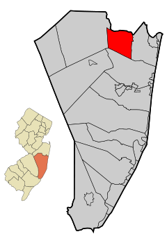 Ubicación en el condado de Ocean en Nueva JerseyUbicación de Nueva Jersey en EE. UU.