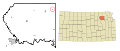Ubicación en el condado de Pottawatomie en KansasUbicación de Kansas en EE. UU.