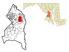 Ubicación en el condado de Prince George en MarylandUbicación de Maryland en EE. UU.
