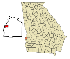 Quitman County Georgia Incorporated and Unincorporated areas Georgetown Highlighted.svg