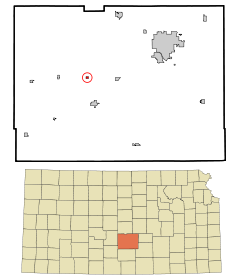 Ubicación en el condado de Reno en KansasUbicación de Kansas en EE. UU.