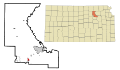 Ubicación en el condado de Riley en KansasUbicación de Kansas en EE. UU.