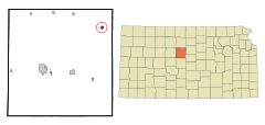 Ubicación en el condado de Russell en KansasUbicación de Kansas en EE. UU.