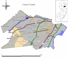 Ubicación en el condado de Union en Nueva JerseyUbicación de Nueva Jersey en EE. UU.